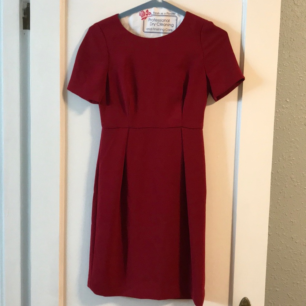 J Crew deep red pencil crepe dress size 2